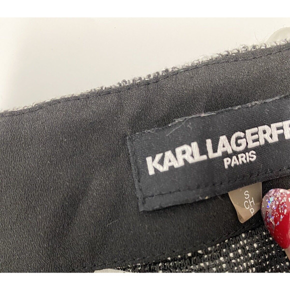 Karl Lagerfeld women top tweed grey with Pearl beads size S - Picture 8 of 12